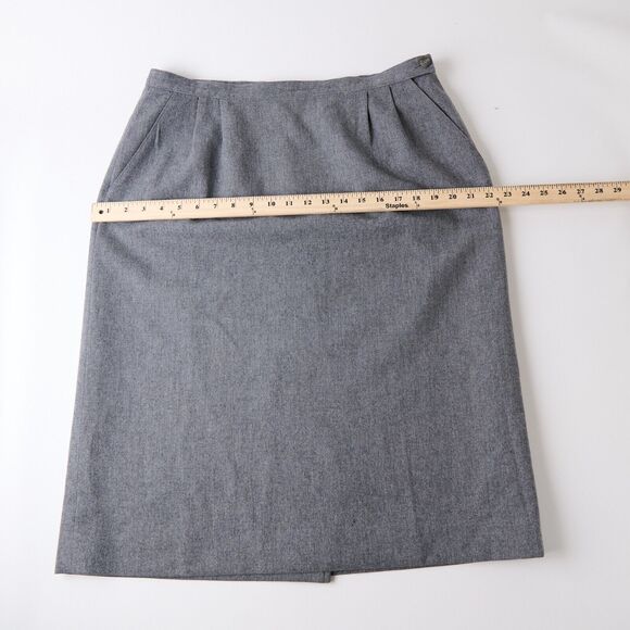 Vtg Pendleton Skirt 16 Gray 100% Wool Pleated Classic Old Money Minimalist Holes - Picture 8 of 10